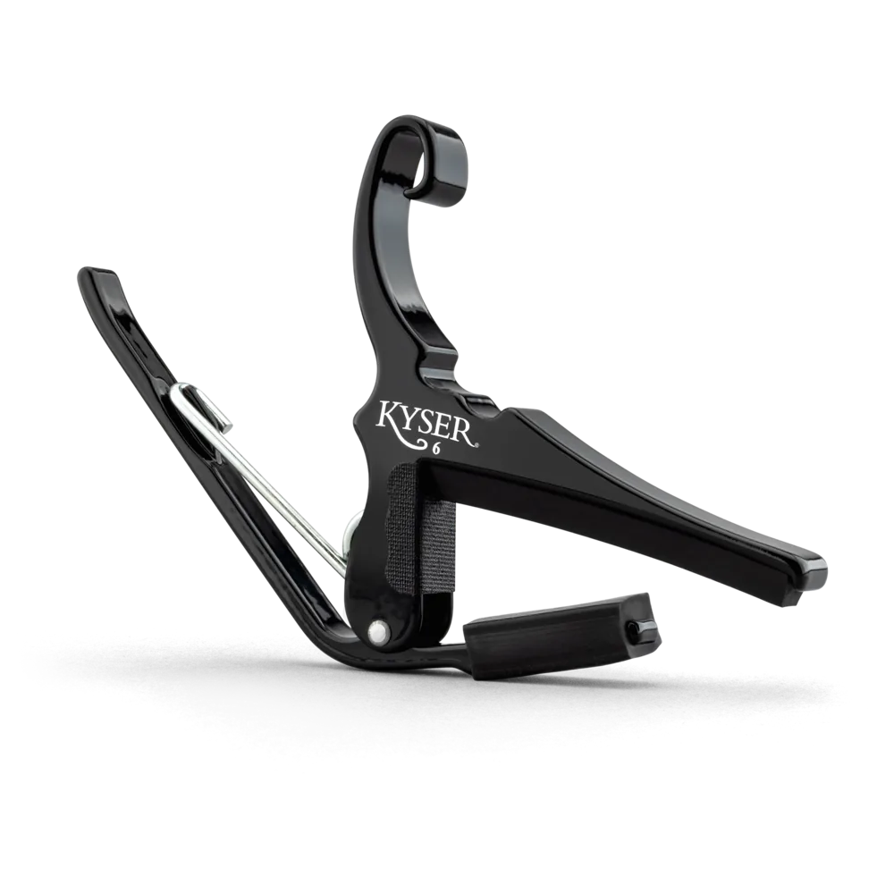 Black Kyser Quick-Change acoustic guitar capo, model KG6BA